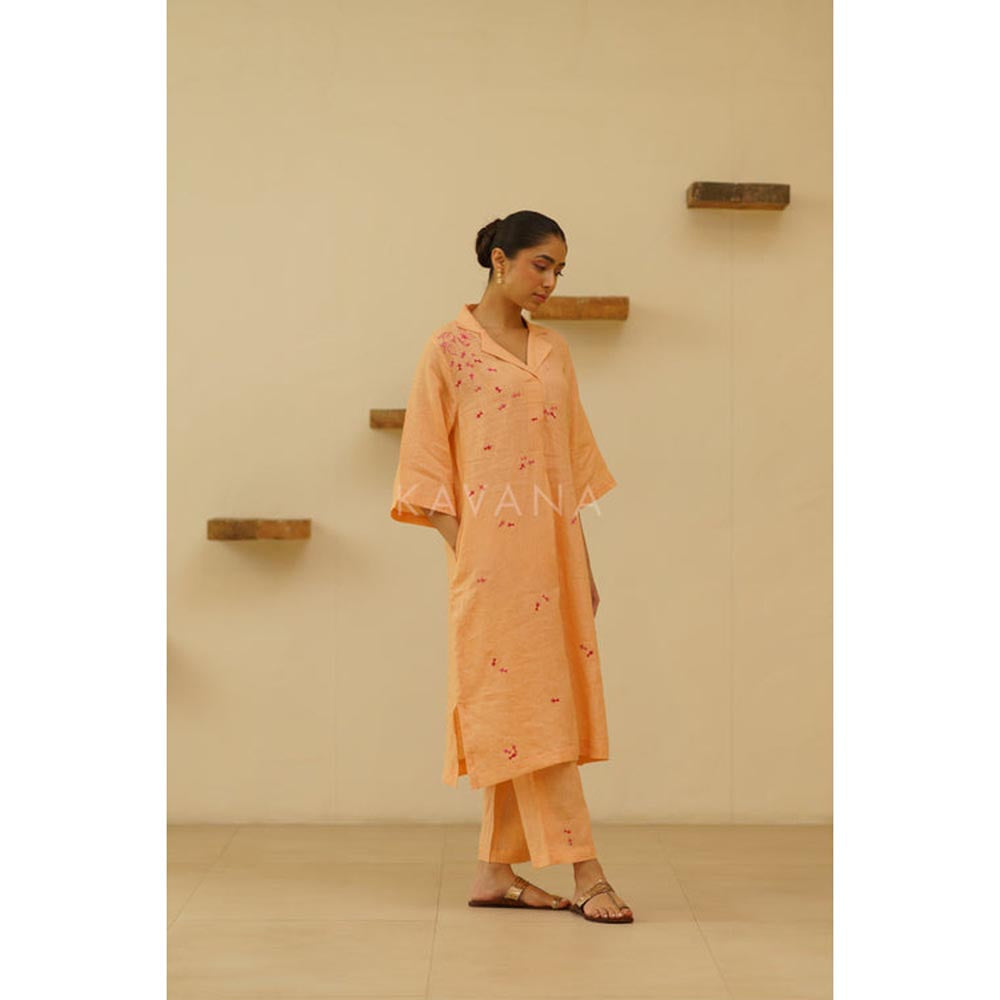 KAVANA Women Embroidered Peach Antara Kurta and Pant