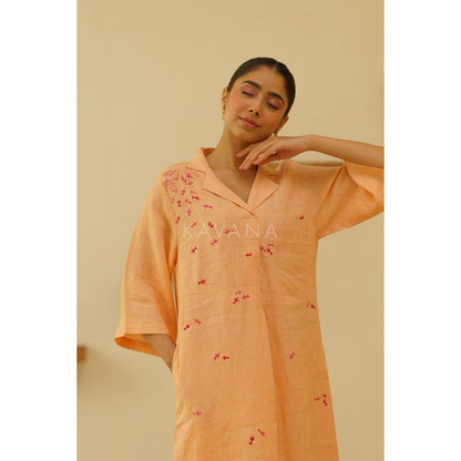 KAVANA Women Embroidered Peach Antara Kurta and Pant