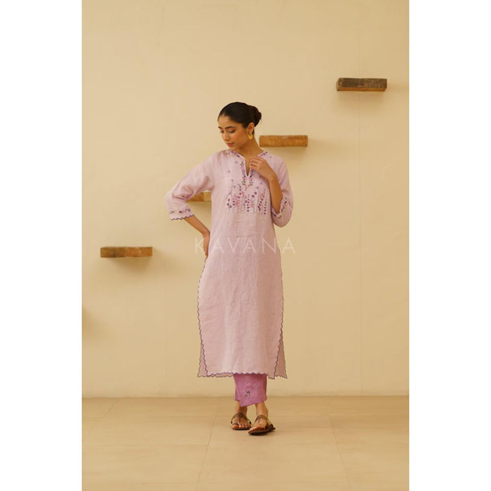KAVANA Women Embroidered Purple Sravya Kurta and Pant