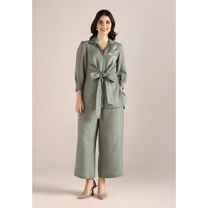 Kaveri Honey Suckle Tie Co-ord-Jade (Set of 2)