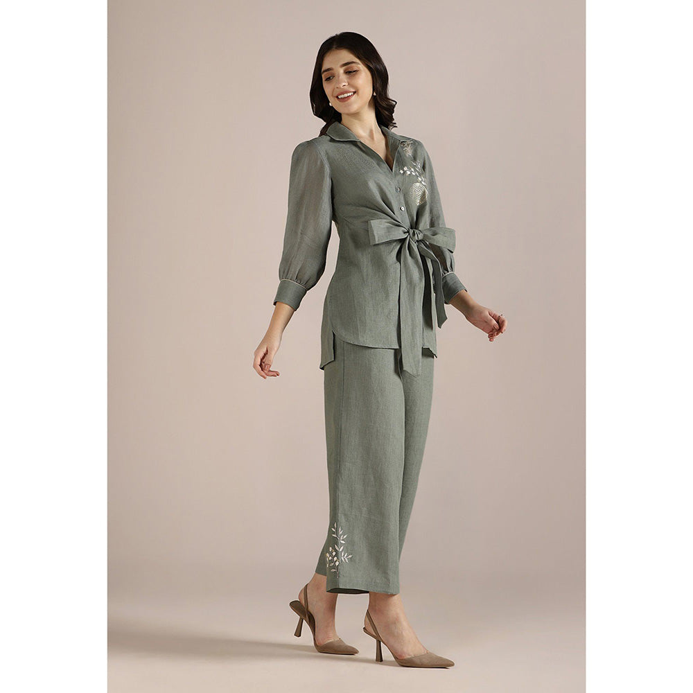 Kaveri Honey Suckle Tie Co-ord-Jade (Set of 2)