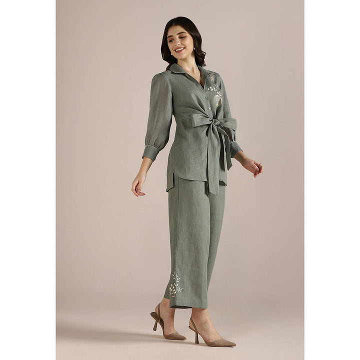 Kaveri Honey Suckle Tie Co-ord-Jade (Set of 2)