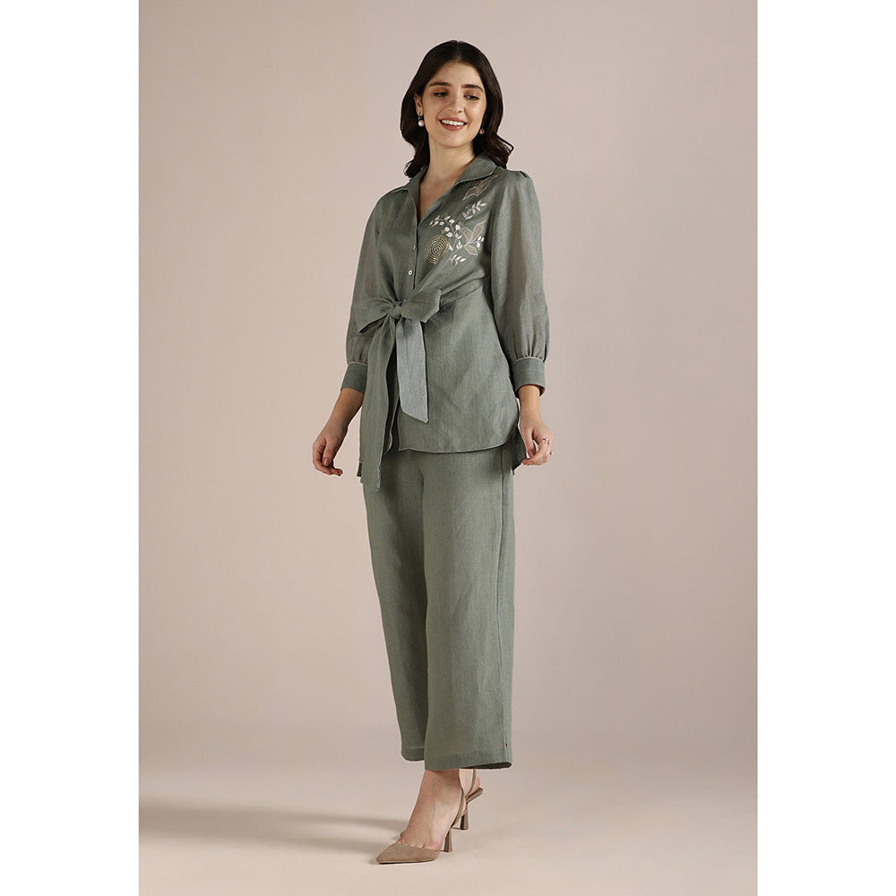 Kaveri Honey Suckle Tie Co-ord-Jade (Set of 2)