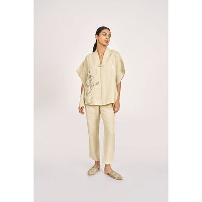 Kaveri Bamboo Grove Co-ord-Cream (Set of 2)