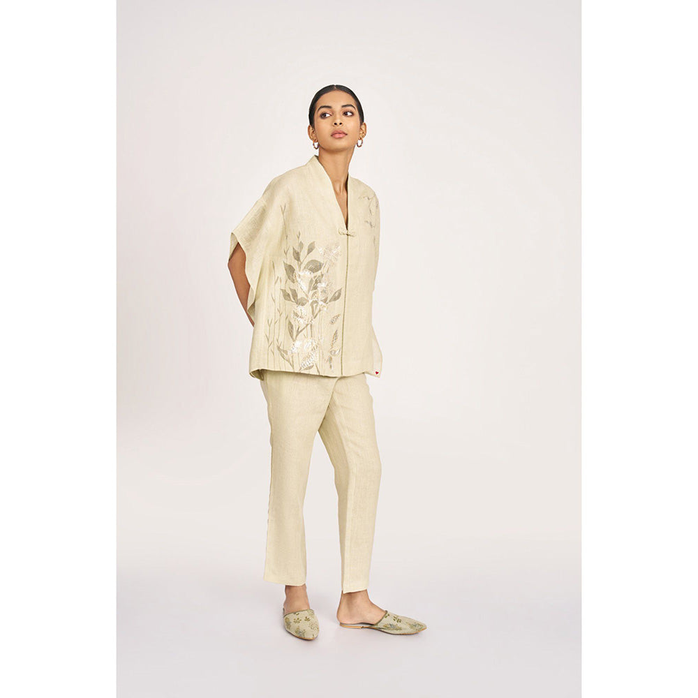 Kaveri Bamboo Grove Co-ord-Cream (Set of 2)