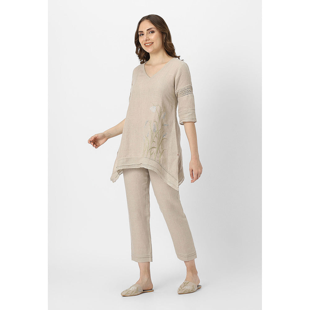 Kaveri Beige Natural Dew Drop Talia Co-Ord (Set of 2)