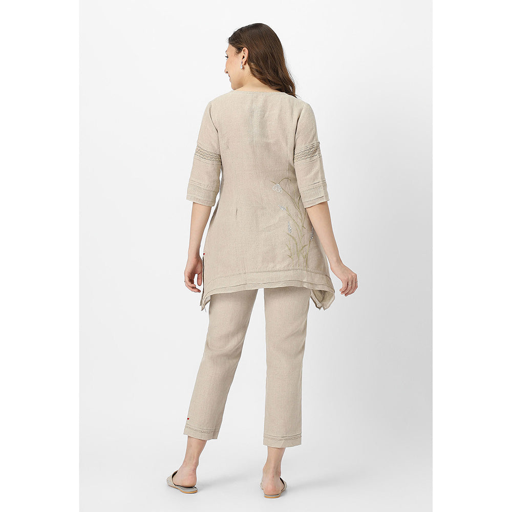 Kaveri Beige Natural Dew Drop Talia Co-Ord (Set of 2)