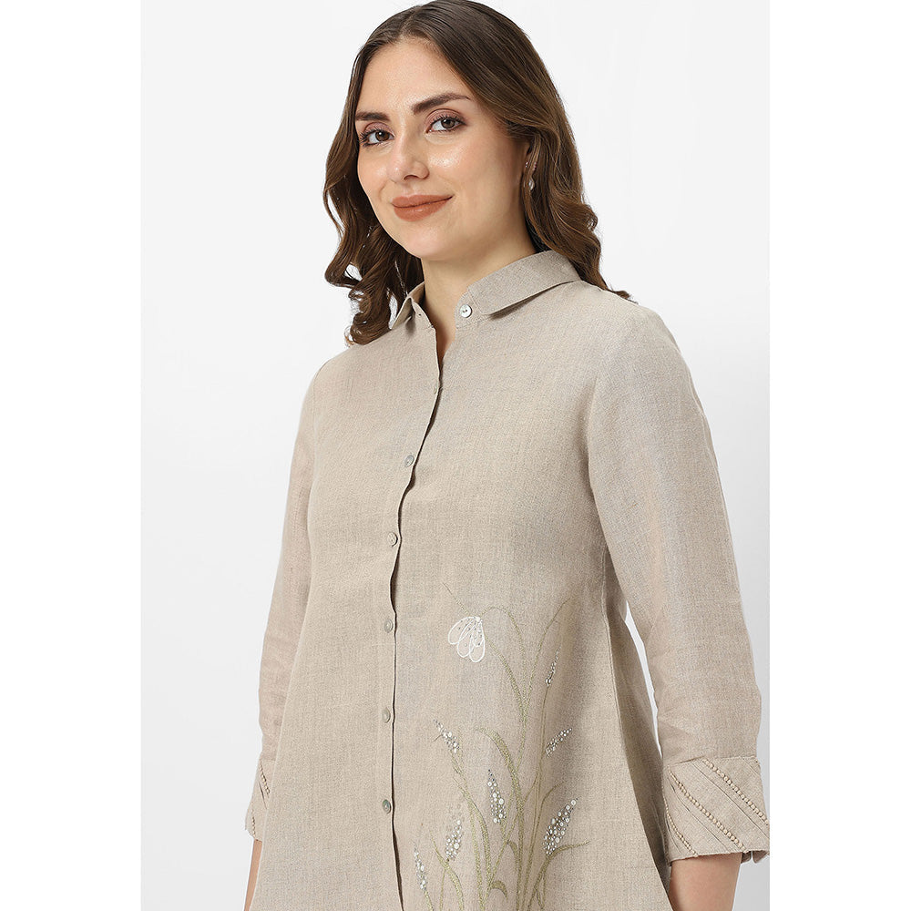 Kaveri Beige Natural Dew Drop Co-Ord (Set of 2)