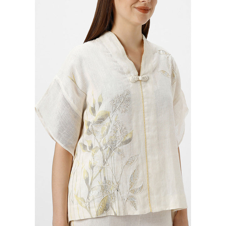 Kaveri Off-white Bamboo Grove Co-Ord (Set of 2)