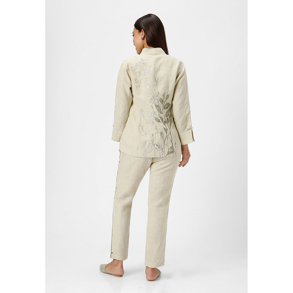 Kaveri Green Tea Bamboo Grove Jacket with B-Shell and Pant (Set of 3)