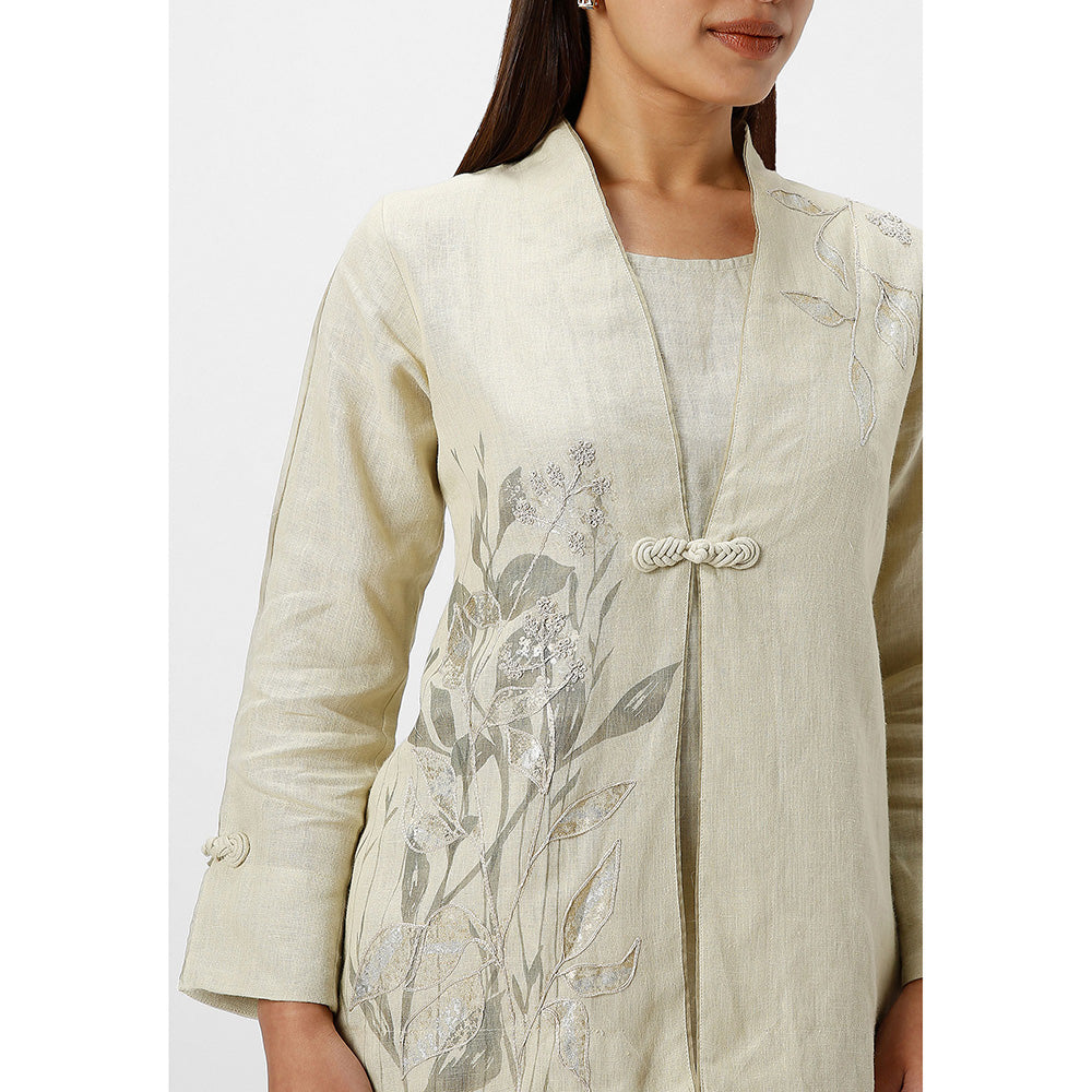 Kaveri Green Tea Bamboo Grove Jacket with B-Shell and Pant (Set of 3)