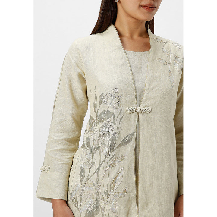 Kaveri Green Tea Bamboo Grove Jacket with B-Shell and Pant (Set of 3)