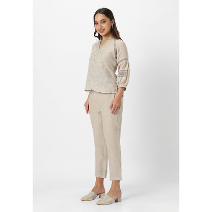 Kaveri Beige Natural Heart Strings Kismat Co-Ord (Set of 2)