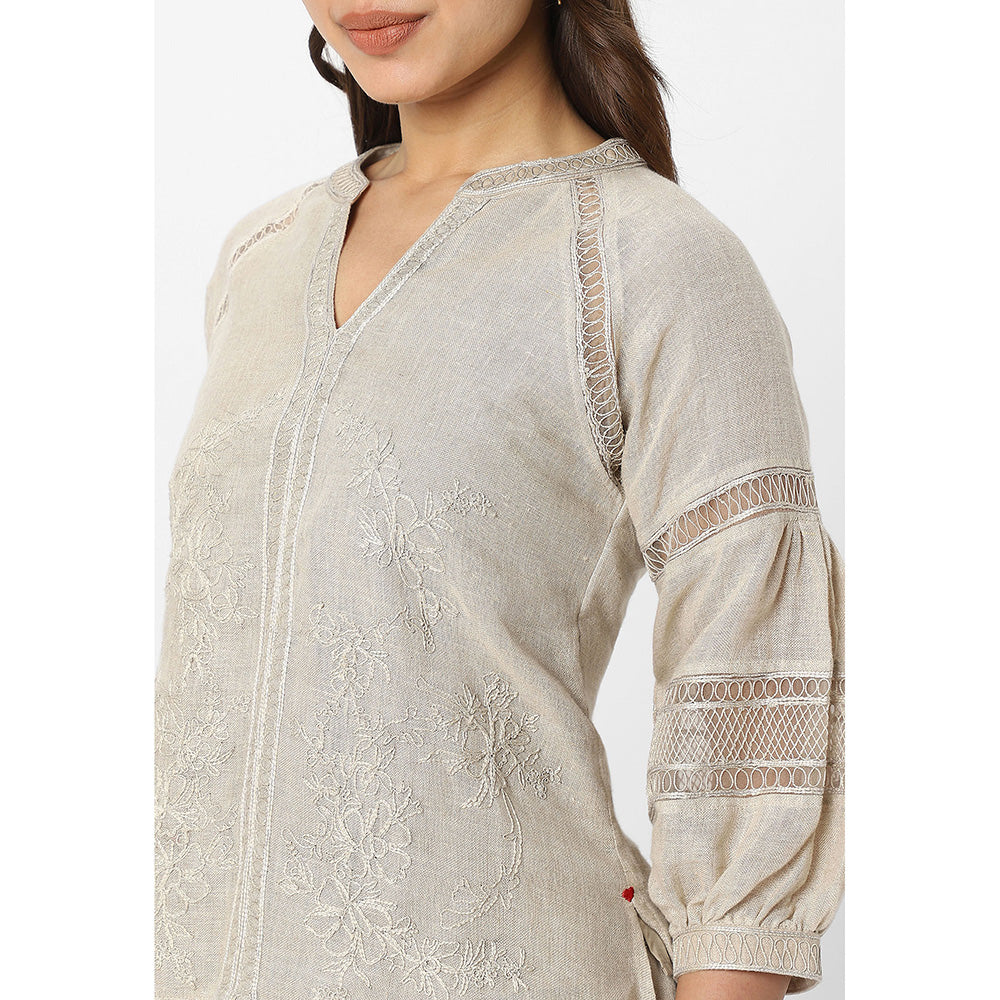 Kaveri Beige Natural Heart Strings Kismat Co-Ord (Set of 2)