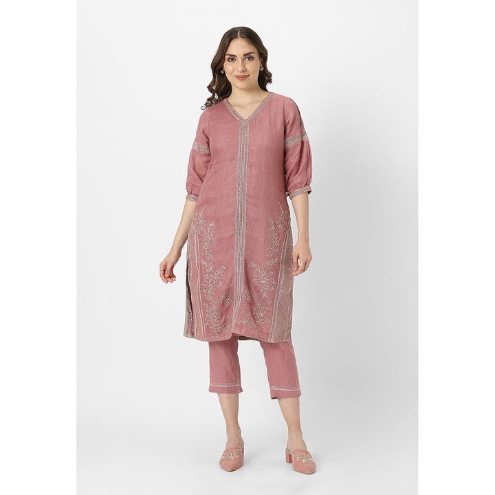 Kaveri Mauve Chateau Heart Strings Kurta with Dupatta and Pant (Set of 3)