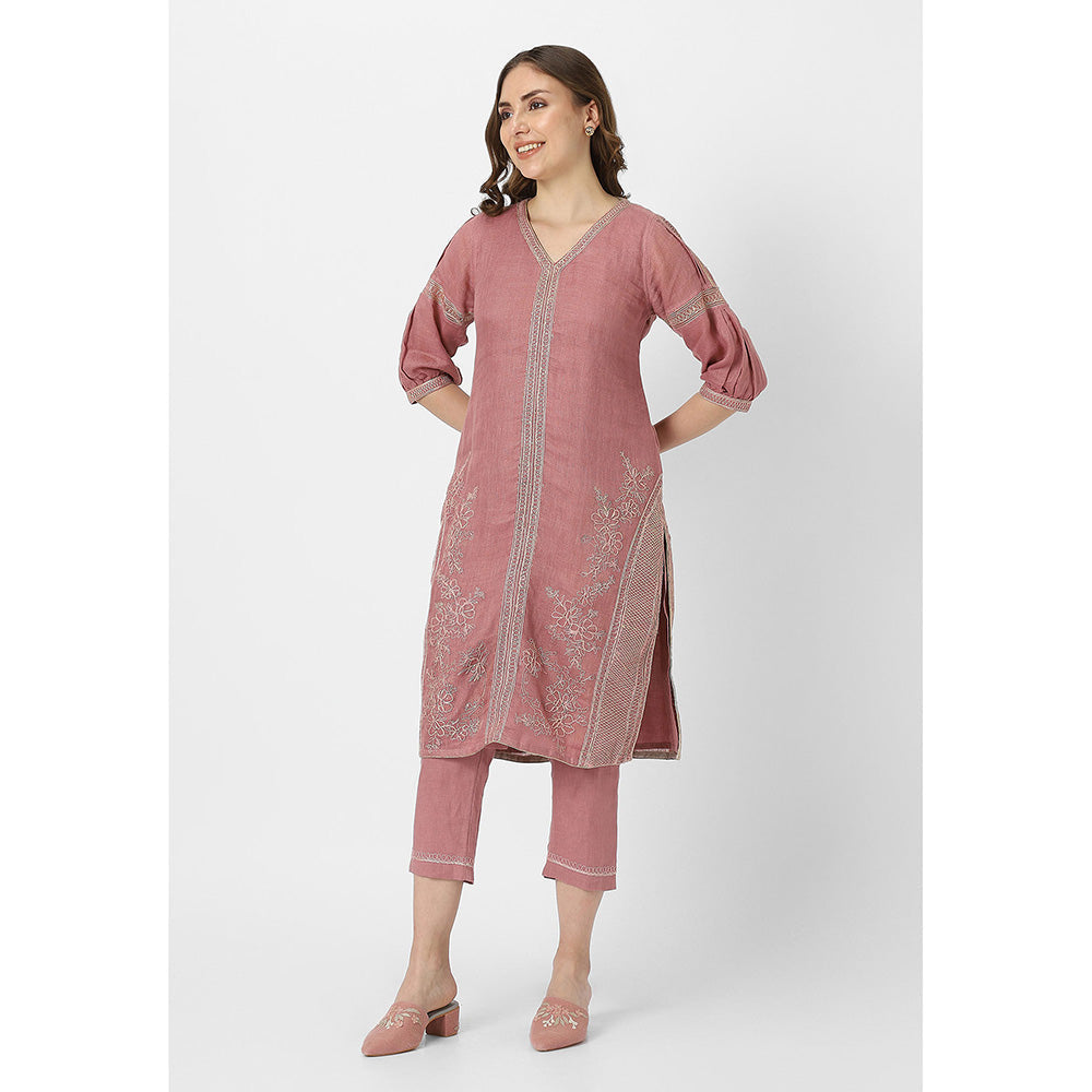 Kaveri Mauve Chateau Heart Strings Kurta with Dupatta and Pant (Set of 3)