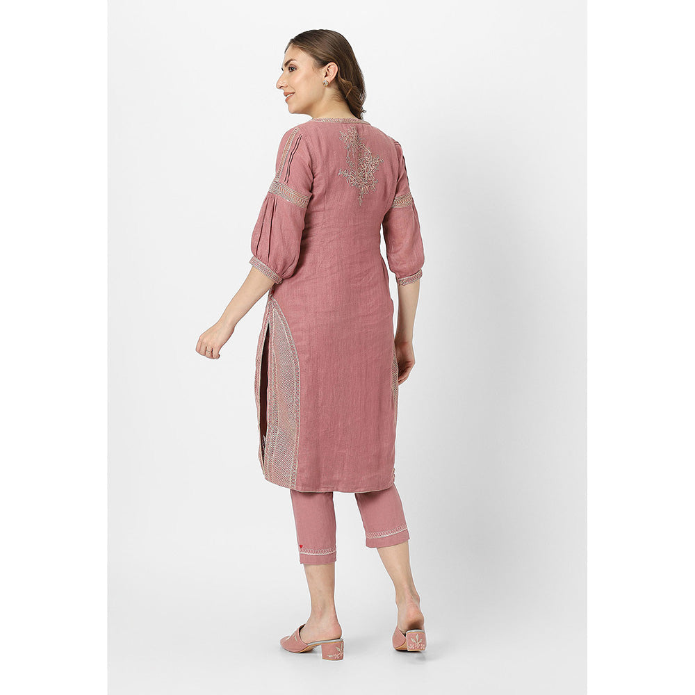 Kaveri Mauve Chateau Heart Strings Kurta with Dupatta and Pant (Set of 3)