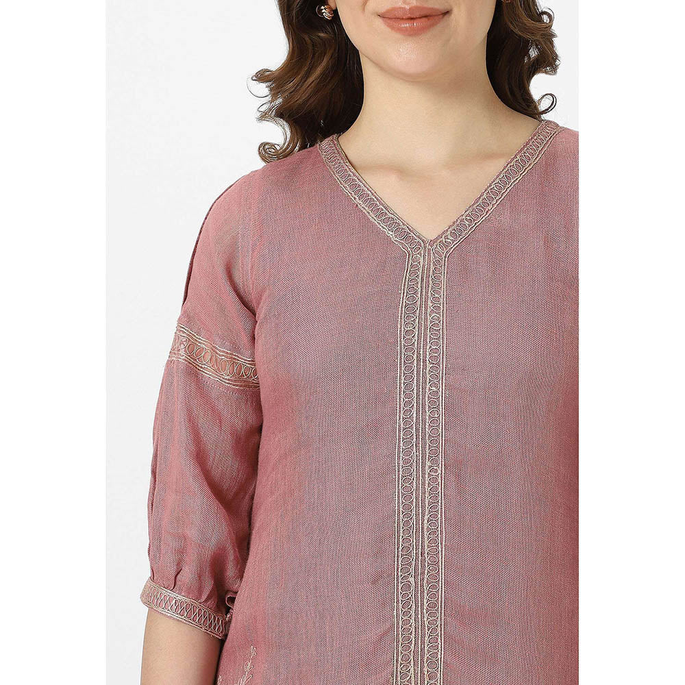 Kaveri Mauve Chateau Heart Strings Kurta with Dupatta and Pant (Set of 3)