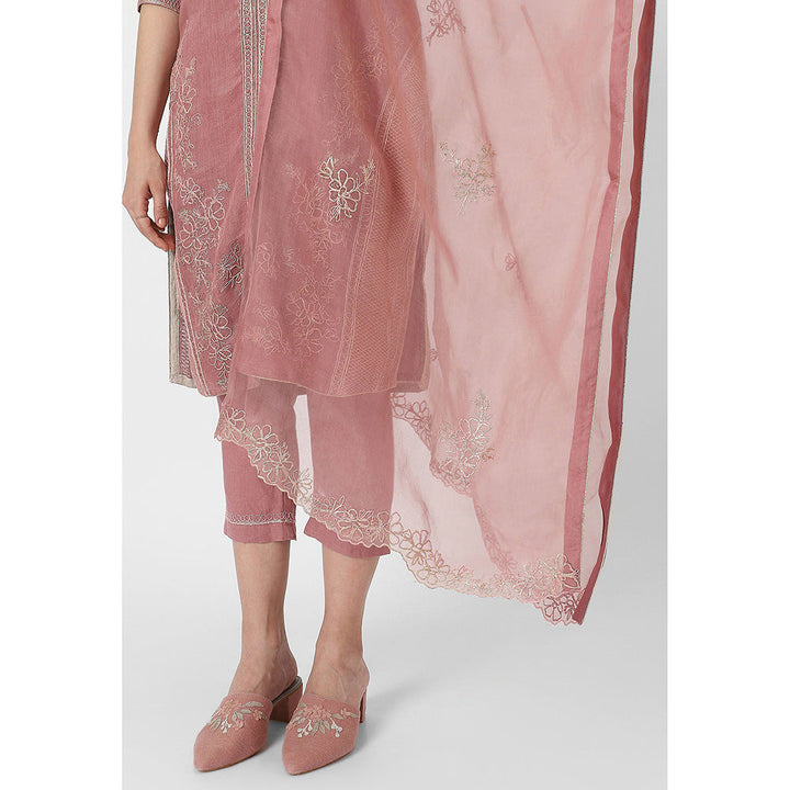 Kaveri Mauve Chateau Heart Strings Kurta with Dupatta and Pant (Set of 3)