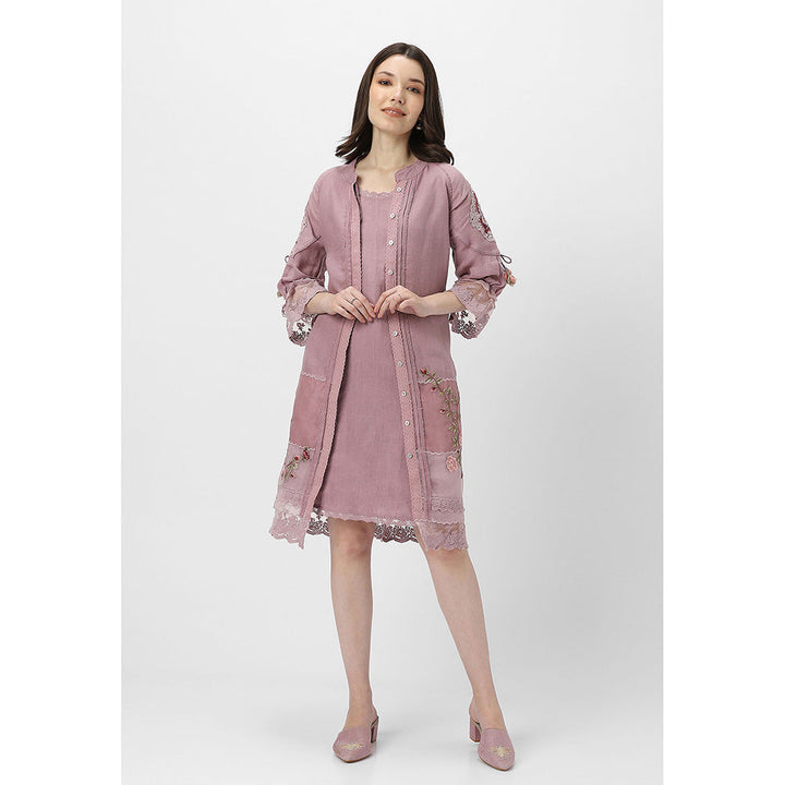 Kaveri Mauve Twix Jacket with Dress (Set of 2)