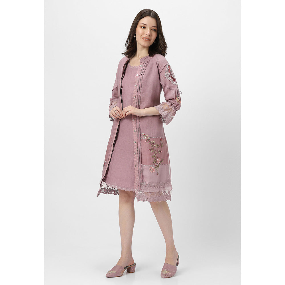 Kaveri Mauve Twix Jacket with Dress (Set of 2)