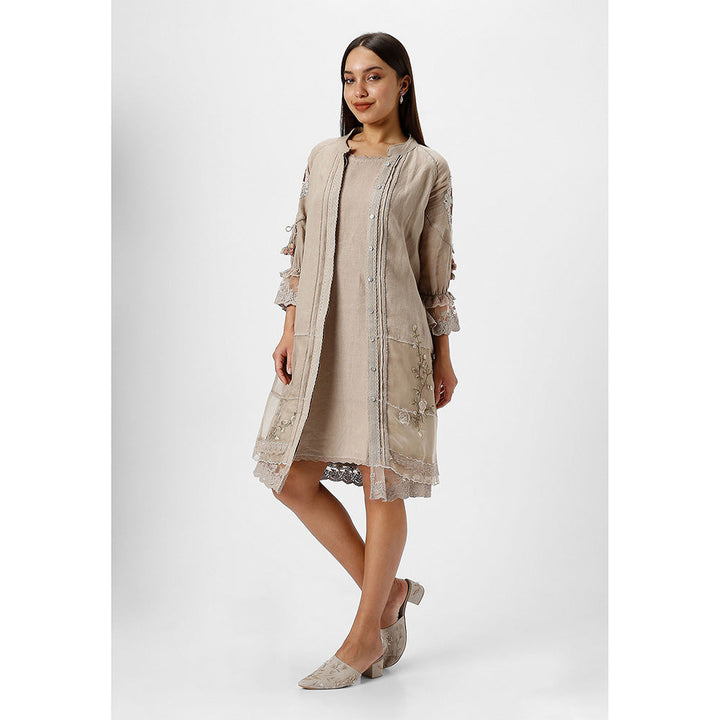 Kaveri Beige Twix Jacket with Dress (Set of 2)