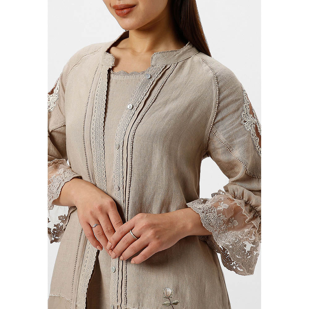 Kaveri Beige Twix Jacket with Dress (Set of 2)