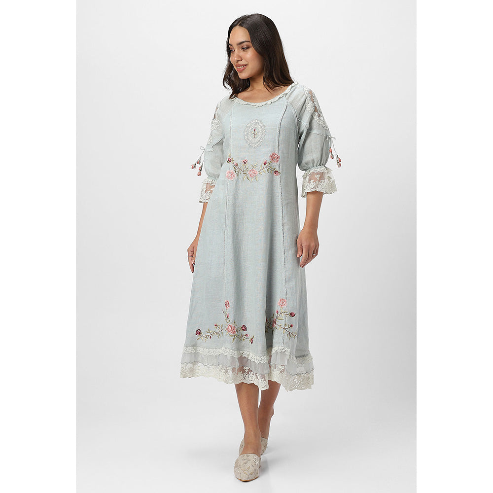 Kaveri Blue Bed Of Rose Dress