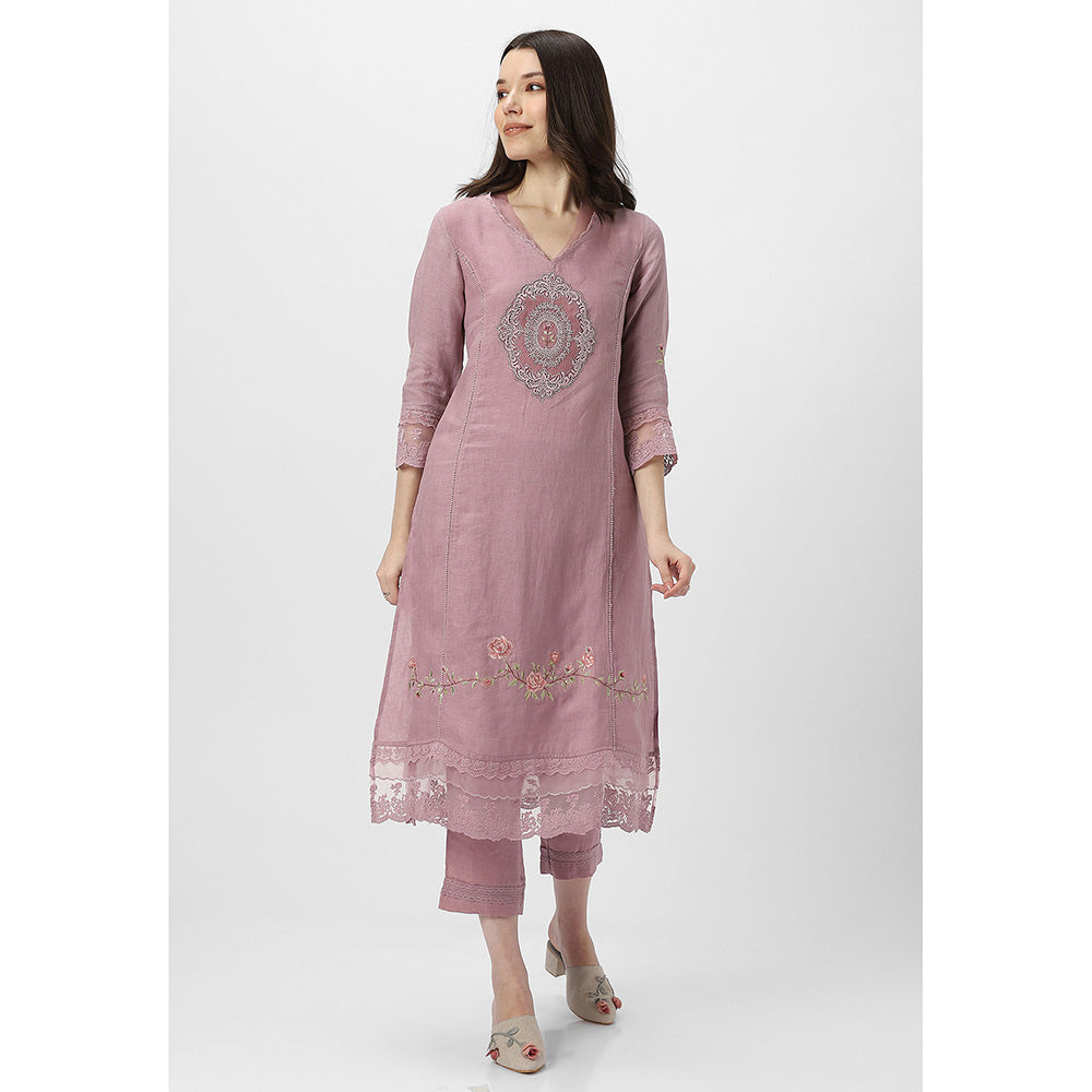 Kaveri Pink Rote Kurta with Pant and Dupatta (Set of 3)