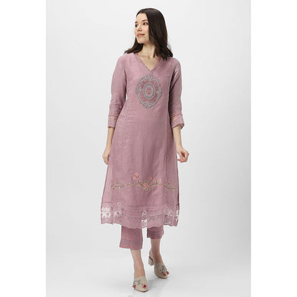 Kaveri Pink Rote Kurta with Pant and Dupatta (Set of 3)
