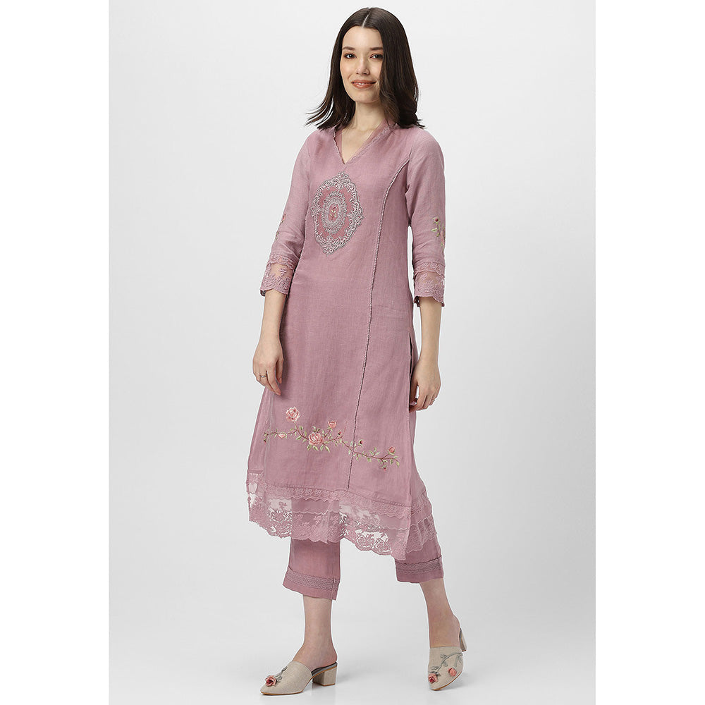 Kaveri Pink Rote Kurta with Pant and Dupatta (Set of 3)