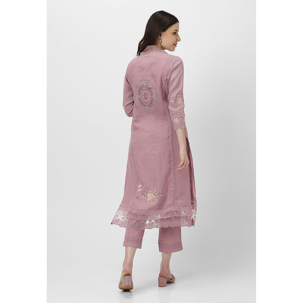 Kaveri Pink Rote Kurta with Pant and Dupatta (Set of 3)