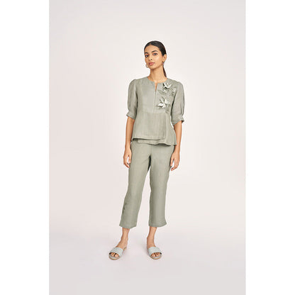 Kaveri Green Jade Lilly Burst Peplum Co-Ord (Set of 2)