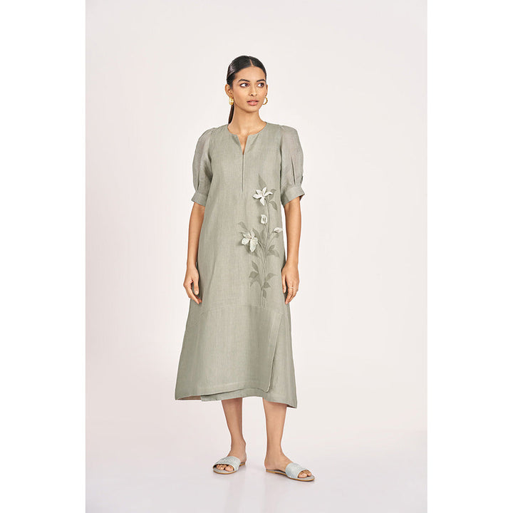 Kaveri Green Jade Lilly Burst Palm Dress