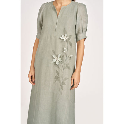 Kaveri Green Jade Lilly Burst Palm Dress