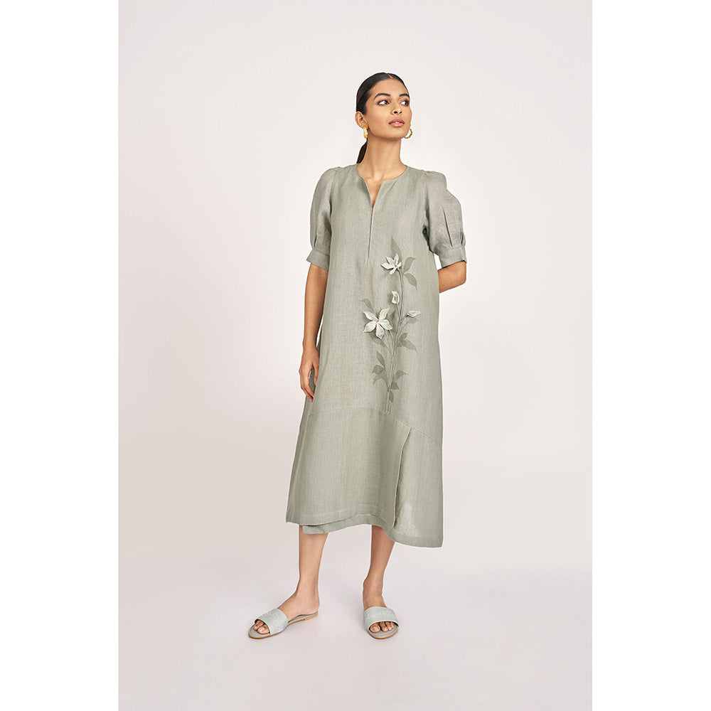 Kaveri Green Jade Lilly Burst Palm Dress