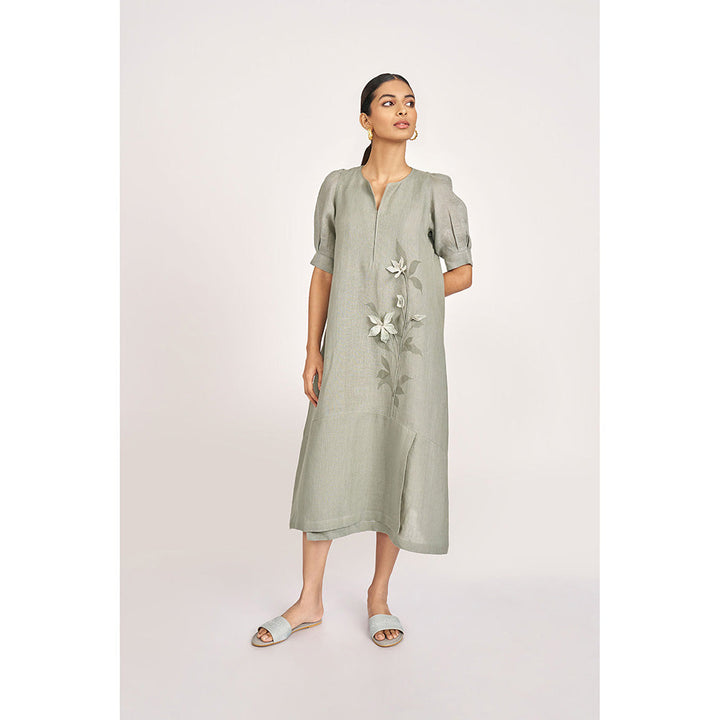 Kaveri Green Jade Lilly Burst Palm Dress