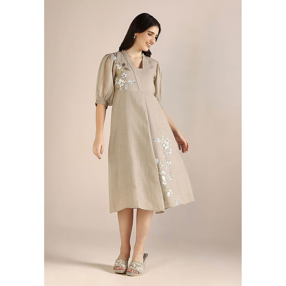 Kaveri Beige Natural Camelia Dress