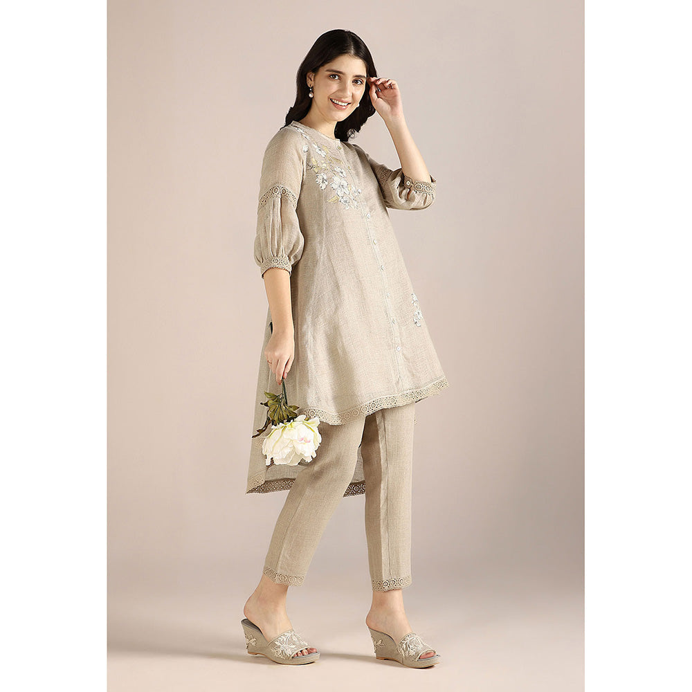 Kaveri Beige Natural Camelia Ice Cream Cone Co-Ord (Set of 2)