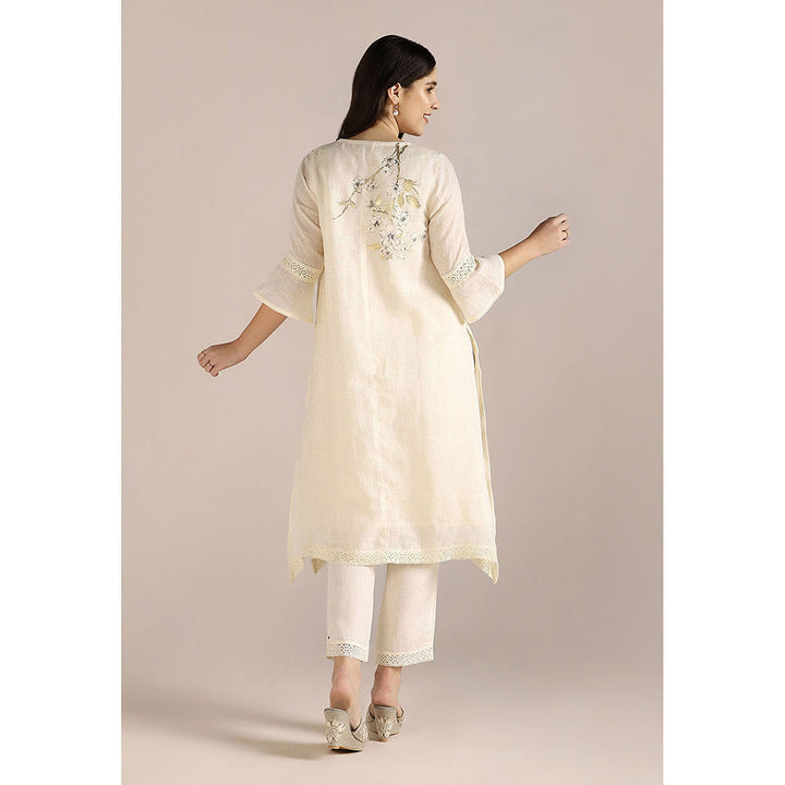 Kaveri Off-white Camelia Fly Free Co-Ord (Set of 2)