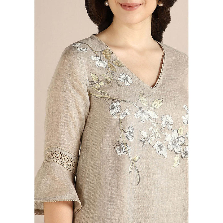 Kaveri Beige Natural Camelia Fly Free Co-Ord (Set of 2)