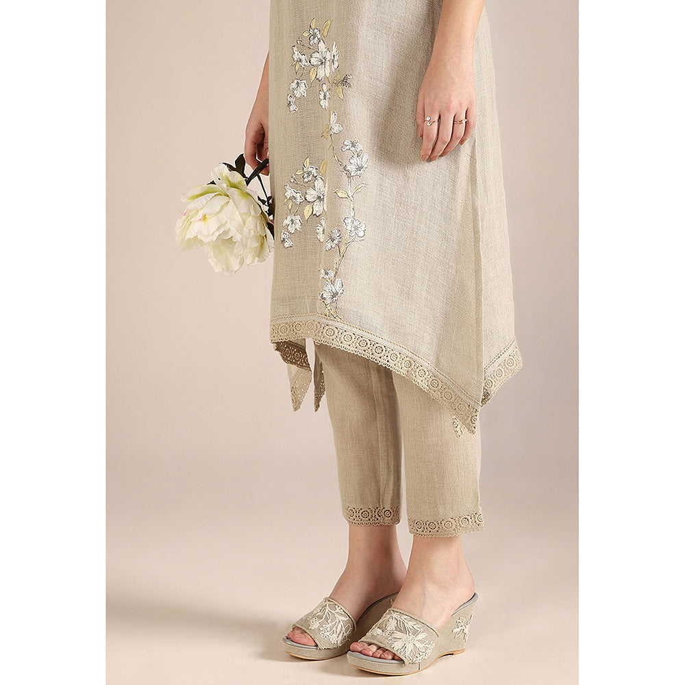 Kaveri Beige Natural Camelia Fly Free Co-Ord (Set of 2)