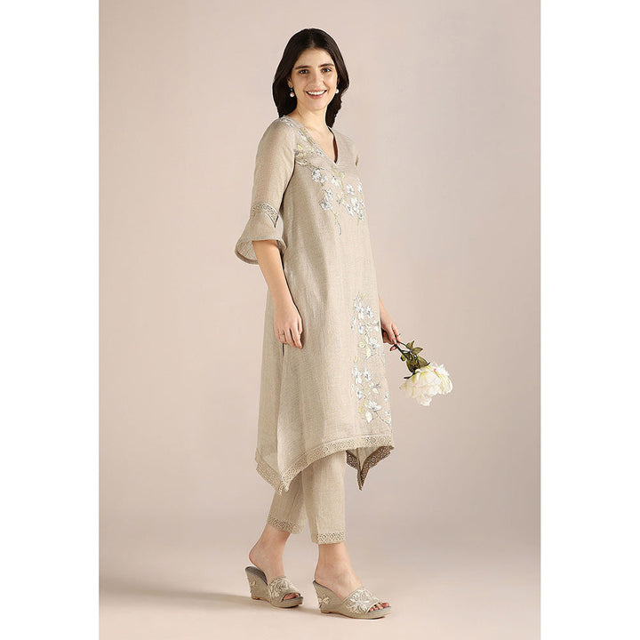 Kaveri Beige Natural Camelia Fly Free Co-Ord (Set of 2)