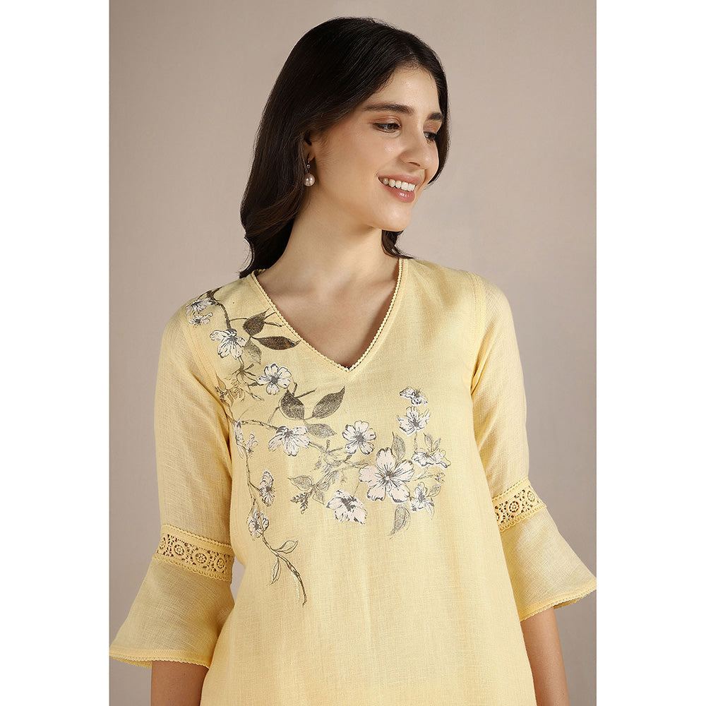 Kaveri Yellow Buttercup Camelia Fly Free Co-Ord (Set of 2)