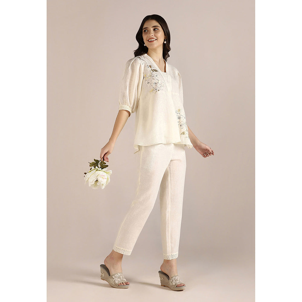 Kaveri Off-white Camelia Co-Ord (Set of 2)