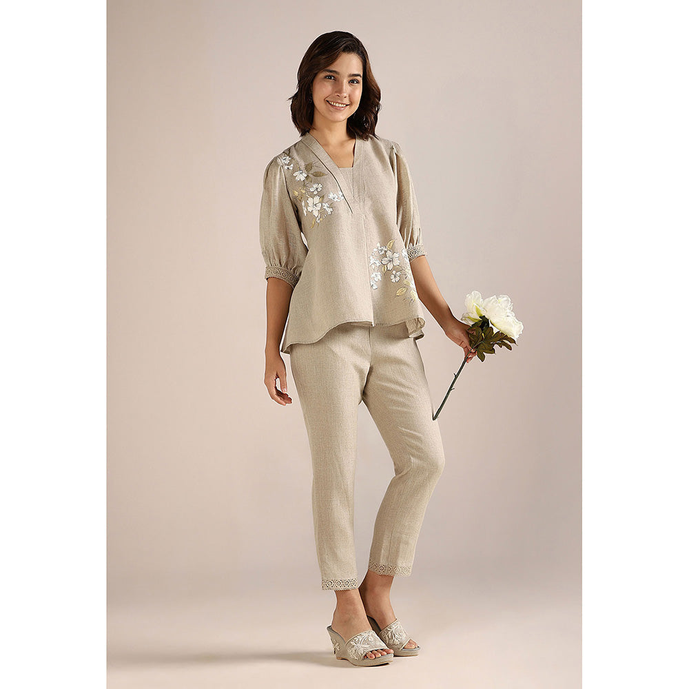 Kaveri Beige Natural Camelia Co-Ord (Set of 2)