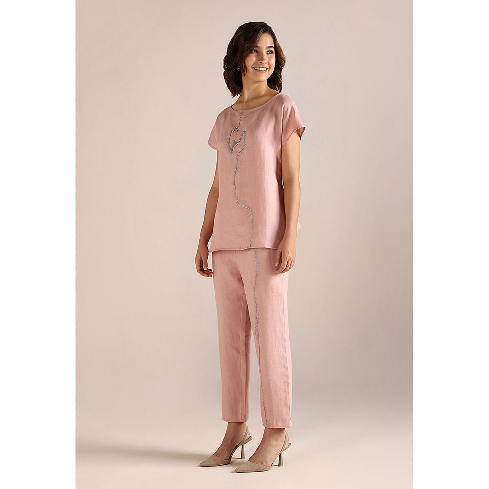 Kaveri Pink Blush Body Line Square Co-Ord (Set of 2)