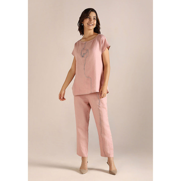 Kaveri Pink Blush Body Line Square Co-Ord (Set of 2)