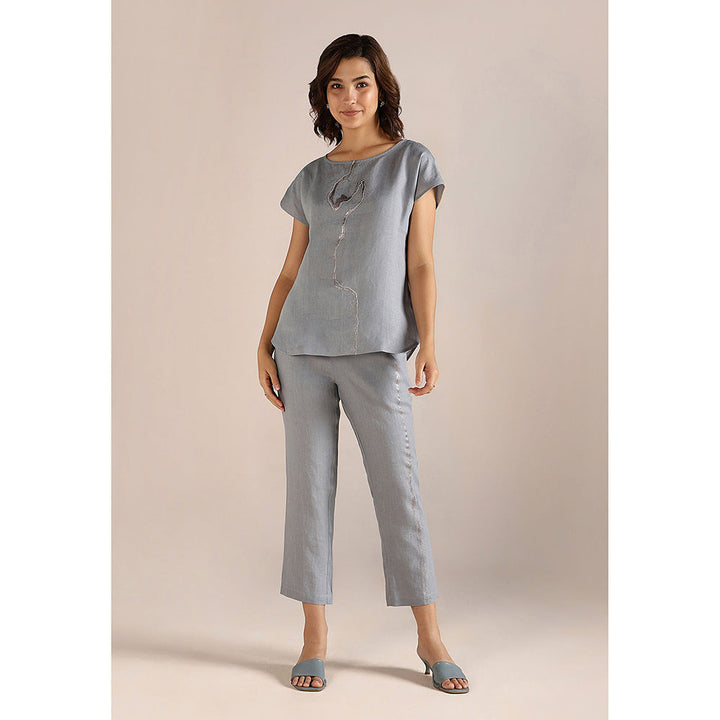 Kaveri Shadow Blue Body Line Square Co-Ord (Set of 2)