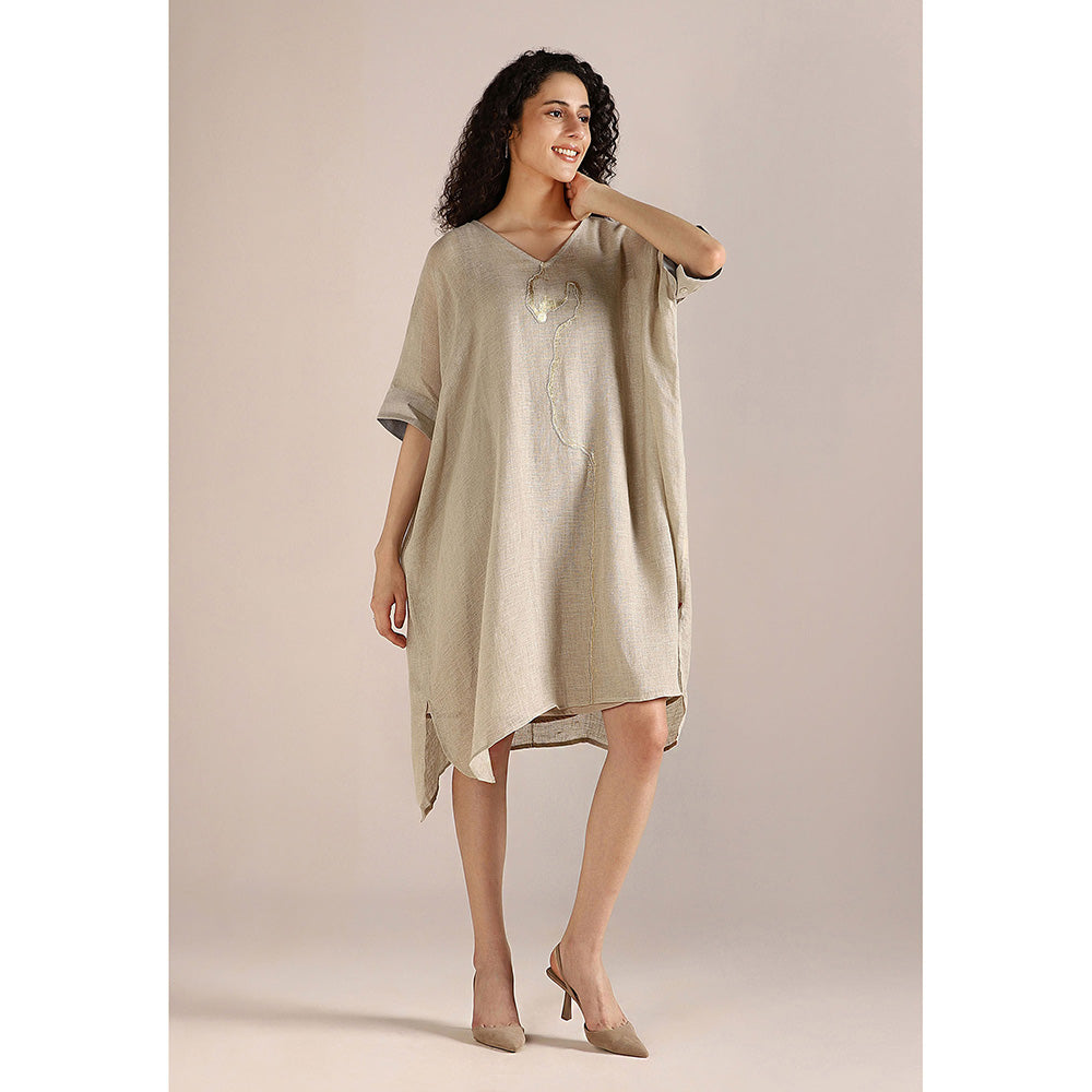 Kaveri Beige Natural Body Line Kaftan Dress